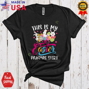MacnyStore - This Is My Easter Pajamas Shirt Cute Cool Easter Day Flower Three Bunnies Hunting Eggs Lover T-Shirt
