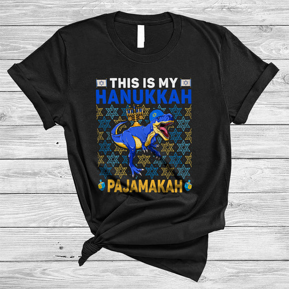 MacnyStore - This Is My Hanukkah Pajamakah, Wonderful Hanukkah T-Rex Dinosaur, Chanukah Menorah T-Shirt