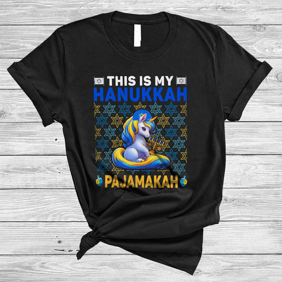 MacnyStore - This Is My Hanukkah Pajamakah, Wonderful Hanukkah Unicorn Lover, Chanukah Menorah T-Shirt