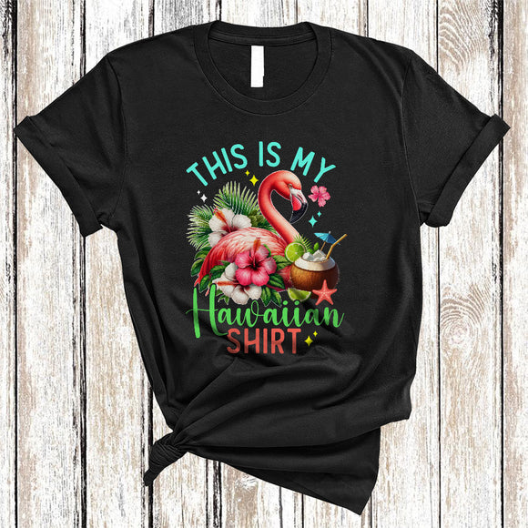 MacnyStore - This Is My Hawaiian Shirt, Floral Flowers Flamingo Lover, Summer Vacation Hawaii Lover T-Shirt