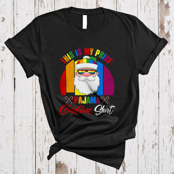 MacnyStore - This Is My Pride Pajama Christmas Shirt, Awesome X-mas Vintage Retro Santa, LGBTQ Gay Pride T-Shirt