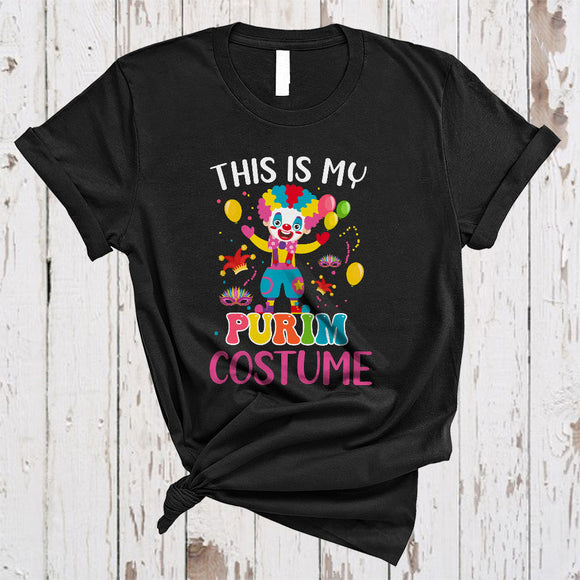 MacnyStore - This Is My Purim Costume, Colorful Purim Clown Festival Team Crew, Matching Family Group T-Shirt
