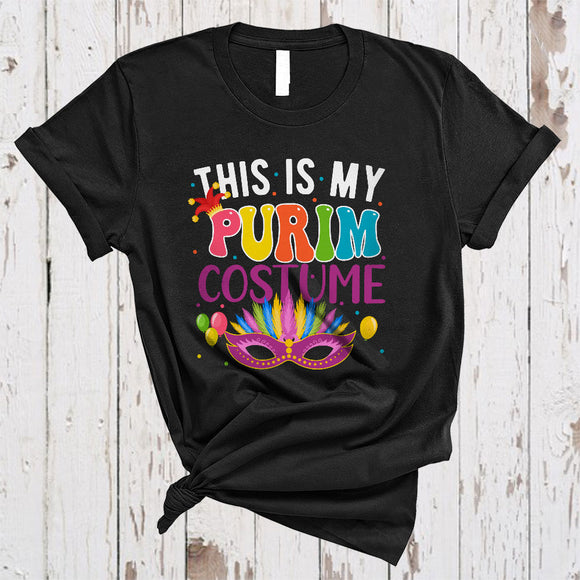 MacnyStore - This Is My Purim Costume, Colorful Purim Mask Festival Team Crew, Matching Family Group T-Shirt
