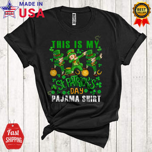 MacnyStore - This Is My St. Patrick's Day Pajama Shirt Cool Funny Dabbing Leprechaun Squad Shamrocks Lover T-Shirt