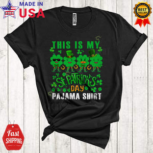 MacnyStore - This Is My St. Patrick's Day Pajama Shirt Cool Funny St. Patrick's Day Four Shamrocks Squad Lover T-Shirt