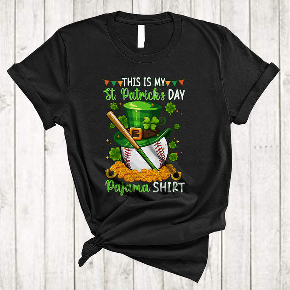 MacnyStore - This Is My St. Patrick's Day Pajama Shirt, Awesome Shamrock Baseball, Sport Player Team T-Shirt