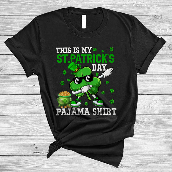 MacnyStore - This Is My St. Patrick's Day Pajama Shirt, Joyful Dabbing Shamrock, Matching Irish Family Group T-Shirt