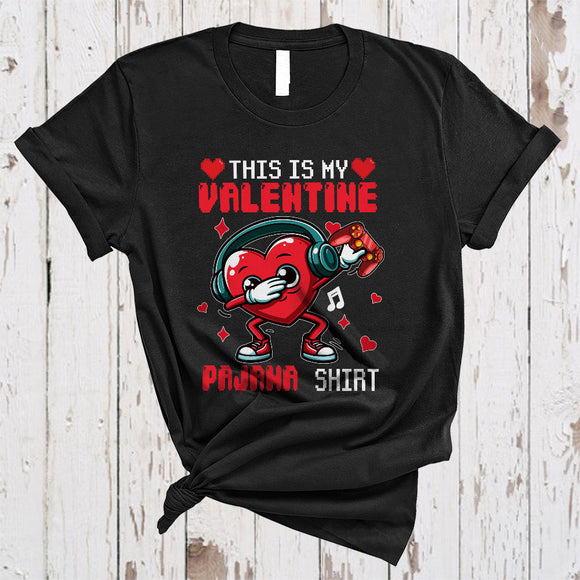 MacnyStore - This Is My Valentine Pajama Shirt, Joyful Gamer Dabbing Heart, Game Controller Gaming Lover T-Shirt