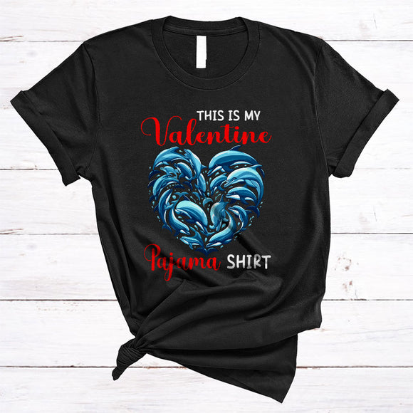 MacnyStore - This Is My Valentine Pajama Shirt, Wonderful Valentine's Day Dolphin Heart Shape, Animal Lover T-Shirt