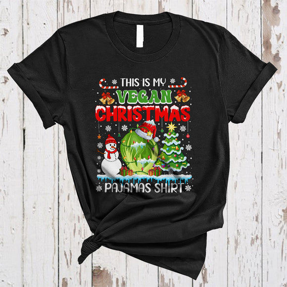 MacnyStore - This Is My Vegan Christmas Pajamas Shirt, Joyful Santa Brussel Sprouts, X-mas Tree Vegan T-Shirt