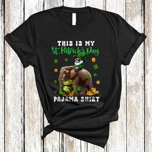 MacnyStore - This Is My St. Patrick's Day Pajama Shirt, Lovely Gnome Riding Elephant, Gnomies Shamrocks T-Shirt