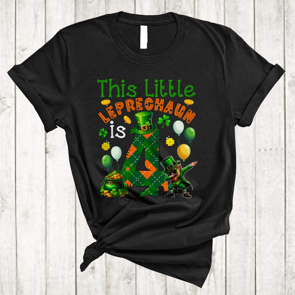 MacnyStore - This Leprechaun Is 4, Lovely 4th Birthday St. Patrick's Day Dabbing Leprechaun, Irish Family T-Shirt