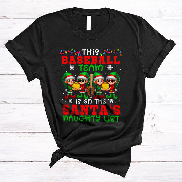MacnyStore - This Softball Team Is On The Santa's Naughty List, Lovely Christmas ELF Lover, X-mas Group T-Shirt