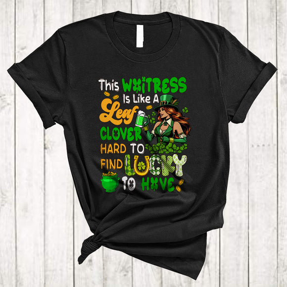 MacnyStore - This Waitress Is Like A Four Leaf Clover, Awesome St. Patrick's Day Irish Woman Drinking, Lucky Shamrock T-Shirt