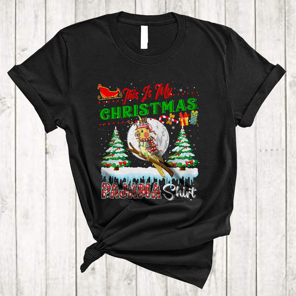 MacnyStore - This is My Christmas Pajama Shirt, Lovely Merry X-mas Reindeer Gnome Cockatiel, Animal Lover T-Shirt