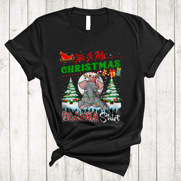 MacnyStore - This is My Christmas Pajama Shirt, Lovely Merry X-mas Reindeer Gnome Elephant, Animal Lover T-Shirt