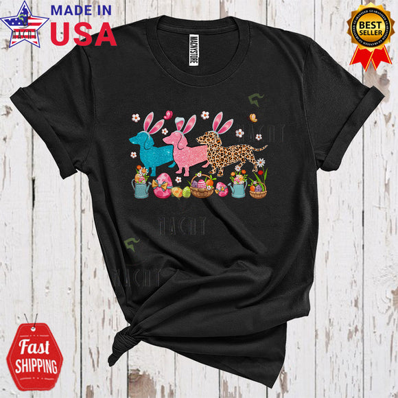 MacnyStore - Three Bunny Dachshunds Cute Cool Easter Day Leopard Dachshund Egg Hunt Lover T-Shirt