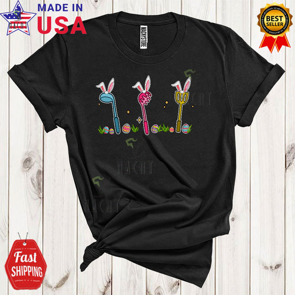 MacnyStore - Three Bunny Lunch Lady Tools Cool Cute Easter Day Bunny Egg Hunt Matching Lunch Lady Group Lover T-Shirt
