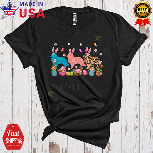 MacnyStore - Three Bunny Shelties Cute Cool Easter Day Leopard Sheltie Egg Hunt Lover T-Shirt