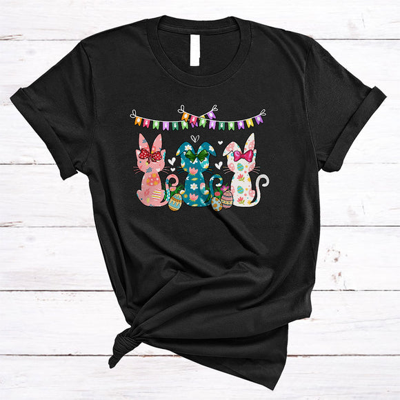 MacnyStore - Three Cat Flowers Bunny, Adorable Easter Day Egg Hunting Lover, Matching Family Group T-Shirt