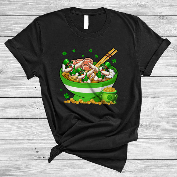MacnyStore - Three Chicken In Ramen Bowl, Awesome St. Patrick's Day Chicken Shamrock, Japanese Food Lover T-Shirt