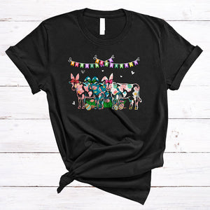 MacnyStore - Three Cow Flowers Bunny, Adorable Easter Day Egg Hunting Lover, Matching Farmer Group T-Shirt