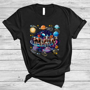 MacnyStore - Three Cute Cows In Space Galaxy, Adorable Cow Lover, Matching Farming Farmer Group T-Shirt