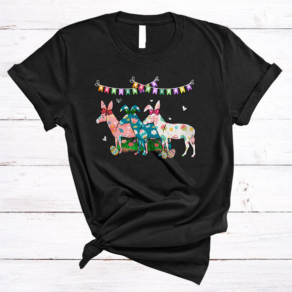 MacnyStore - Three Donkey Flowers Bunny, Adorable Easter Day Egg Hunting Lover, Matching Farmer Group T-Shirt