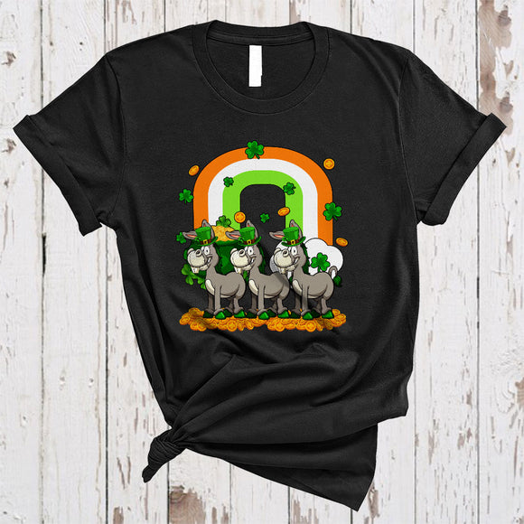 MacnyStore - Three Donkey With Rainbow, Awesome St. Patrick's Day Rainbow Shamrock, Irish Farmer Group T-Shirt