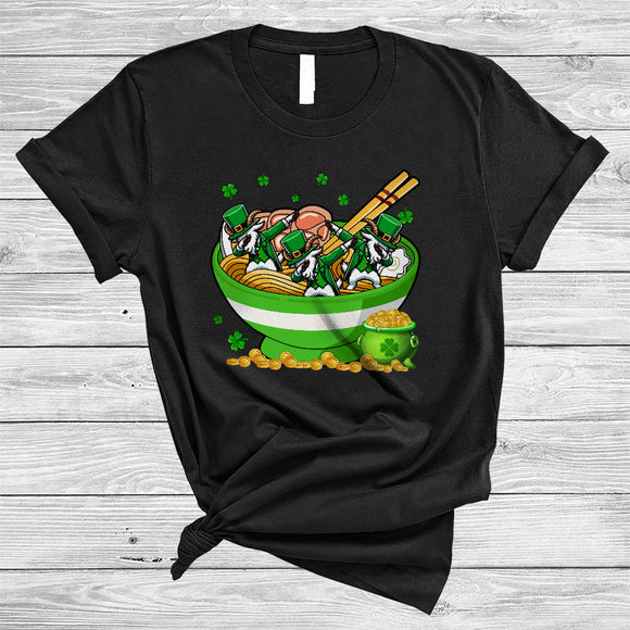 MacnyStore - Three Goat In Ramen Bowl, Awesome St. Patrick's Day Goat Shamrock, Japanese Food Lover T-Shirt