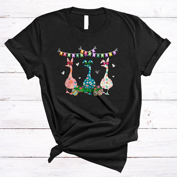 MacnyStore - Three Goose Flowers Bunny, Adorable Easter Day Egg Hunting Lover, Matching Farmer Group T-Shirt