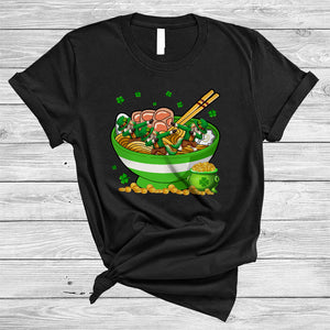 MacnyStore - Three Horse In Ramen Bowl, Awesome St. Patrick's Day Horse Shamrock, Japanese Food Lover T-Shirt