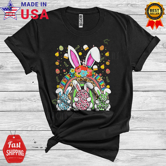 MacnyStore - Three Leopard Bunny Eggs Rainbow Cool Cute Easter Day Egg Hunting Group Lover T-Shirt