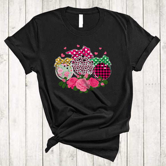 MacnyStore - Three Leopard Plaid Blowing, Lovely Mother's Day Flowers Mom, Bowling Player Sport Team T-Shirt