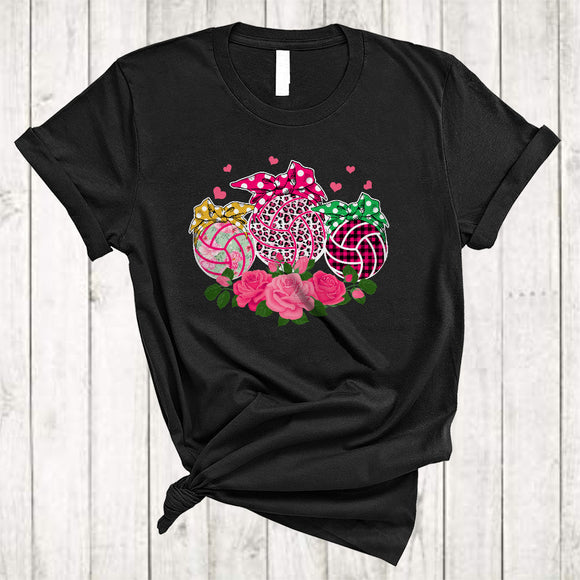 MacnyStore - Three Leopard Plaid Volleyball, Lovely Mother's Day Flowers Mom, Volleyball Player Sport Team T-Shirt