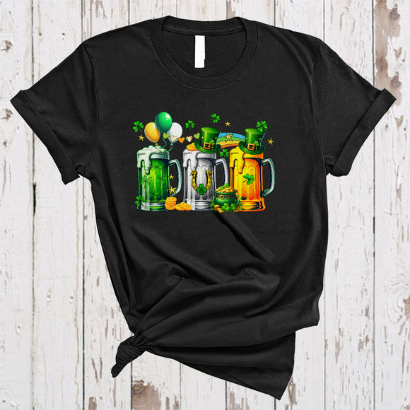 MacnyStore - Three Leprechaun Beer Glasses, Awesome St. Patrick's Day Drinking Team, Shamrock T-Shirt