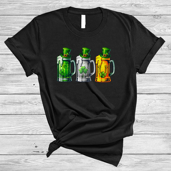MacnyStore - Three Leprechaun Beer Glasses, Awesome St. Patrick's Day Drinking, Shamrocks Drunk Team T-Shirt