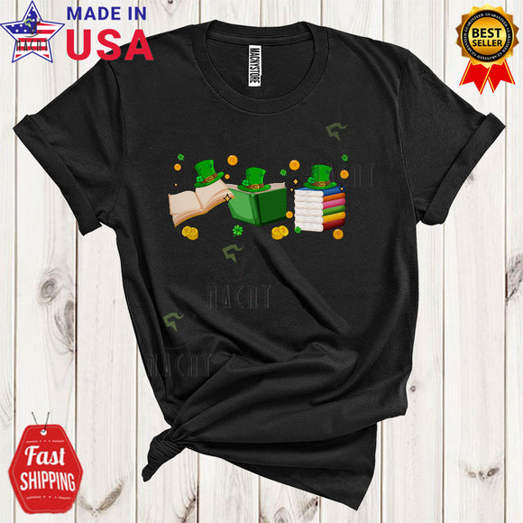 MacnyStore - Three Leprechaun Librarian Tools Cool Cute St. Patrick's Day Gold Coins Matching Librarian Group T-Shirt