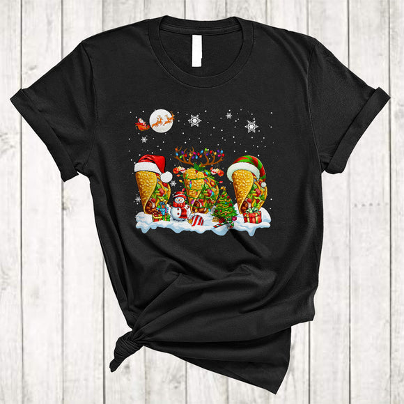 MacnyStore - Three Santa Elf Reindeer Taco, Amazing Christmas Food Lover, X-mas Pajamas Family Group T-Shirt