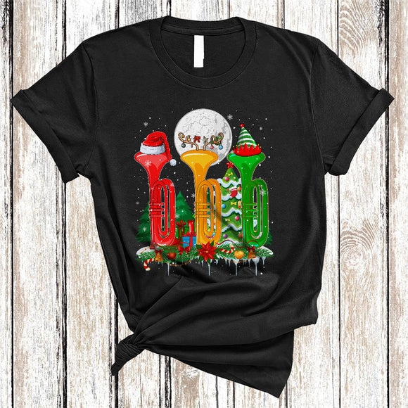 MacnyStore - Three Santa Elf Reindeer Trumpet , Amazing Christmas Musical Instruments, X-mas Tree Lover T-Shirt