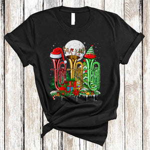 MacnyStore - Three Santa Elf Reindeer Tuba, Amazing Christmas Musical Instruments, X-mas Tree Lover T-Shirt