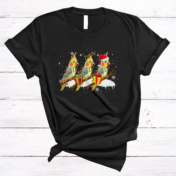 MacnyStore - Three Santa Reindeer ELF Cockatiel, Awesome Christmas Cockatiel Bird Lover, X-mas Group T-Shirt