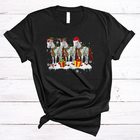 MacnyStore - Three Santa Reindeer ELF Horse, Awesome Christmas Horse Farm Farmer Lover, X-mas Group T-Shirt