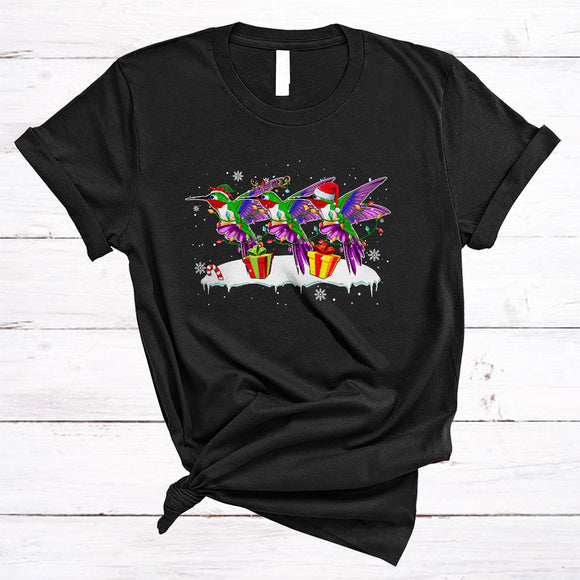 MacnyStore - Three Santa Reindeer ELF Hummingbird, Awesome Christmas Hummingbird Bird, X-mas Group T-Shirt