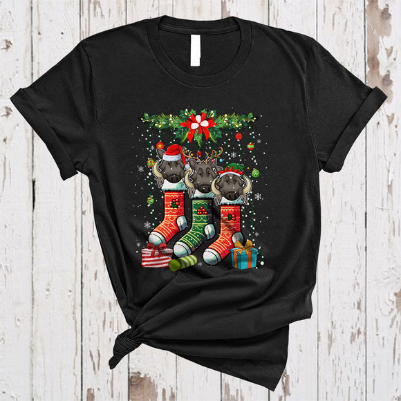 MacnyStore - Three Santa Reindeer ELF Wild Boars, Funny Merry Christmas Boar, X-mas Wild Animal Lover T-Shirt