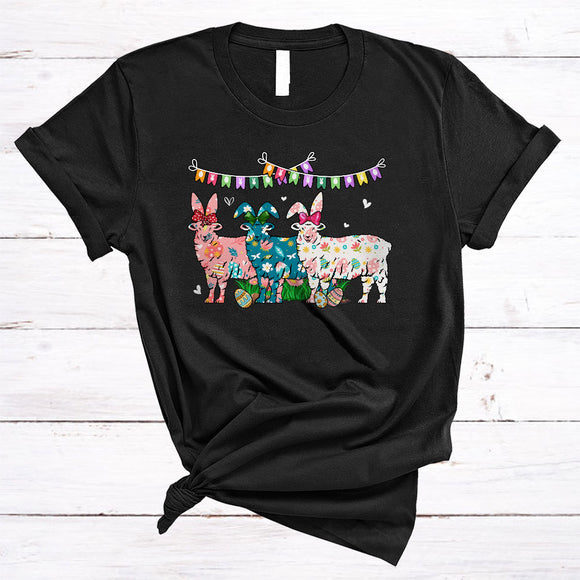 MacnyStore - Three Sheep Flowers Bunny, Adorable Easter Day Egg Hunting Lover, Matching Farmer Group T-Shirt