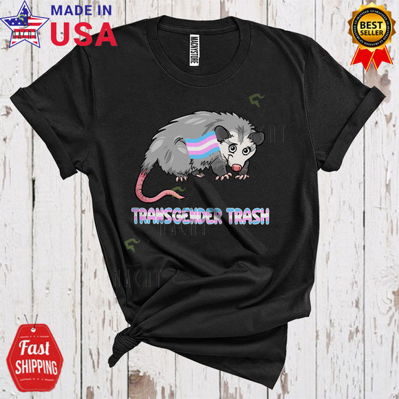 MacnyStore - Transgender Trash Funny Cool LGBTQ Pride LGBT Trans Flag Opossum Trash Animal Lover T-Shirt