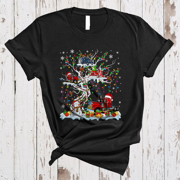 MacnyStore - Truck On Christmas Tree, Wonderful X-mas Snow Around, Santa Truck X-mas T-Shirt