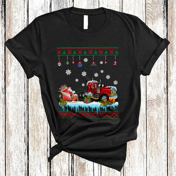 MacnyStore - Truck Sledding Santa Sleigh, Awesome Christmas Sweater Santa Sleigh, Pajama Family Group T-Shirt
