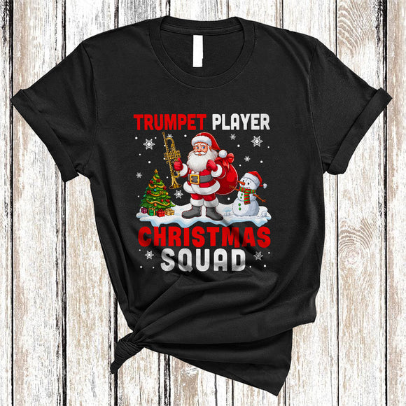 MacnyStore - Trumpet Player Christmas Squad, Adorable Santa Trumpet Lover, Pajamas Family X-mas Group T-Shirt